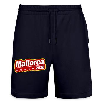 Majorque 2026 - Short de jogging bio TRAINER Stanley/Stella unisexe - marine foncé - Devant - Nik (191cm) & Marisol (170cm)