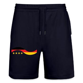 German Flag - Germany - Stanley/Stella Trainer Unisex Organic Jogging Shorts - dark navy - Front - Nik (191cm) & Marisol (170cm)