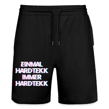 Hardtekk Tekk - Stanley/Stella Unisex Bio Joggingshorts Trainer  - Schwarz - Vorne - Nik (191cm) & Marisol (170cm)