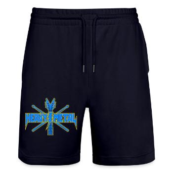 Heavy Metal Guitar Emblem - Stanley/Stella Unisex Bio Joggingshorts Trainer  - Dark navy - Vorne - Nik (191cm) & Marisol (170cm)