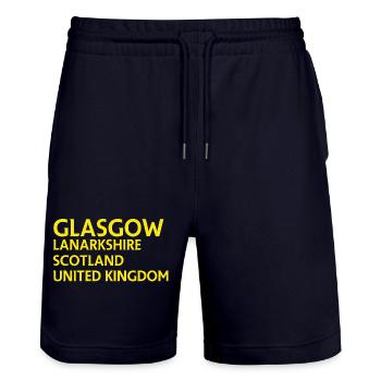 Glasgow – Scotland Textdesign - Short de jogging bio TRAINER Stanley/Stella unisexe - marine foncé - Devant - Nik (191cm) & Marisol (170cm)