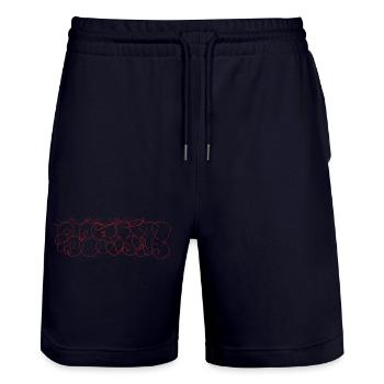 Abstrakte Scribble-Art Berlin Souvenir - Stanley/Stella Unisex Bio Joggingshorts Trainer  - Dark navy - Vorne - Nik (191cm) & Marisol (170cm)
