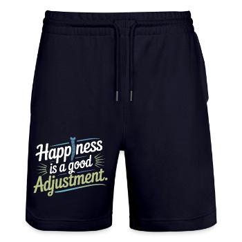 Chiropractor Happiness Is A Good Adjustment  - Stanley/Stella Trainer Unisex Organic Jogging Shorts - dark navy - Front - Nik (191cm) & Marisol (170cm)