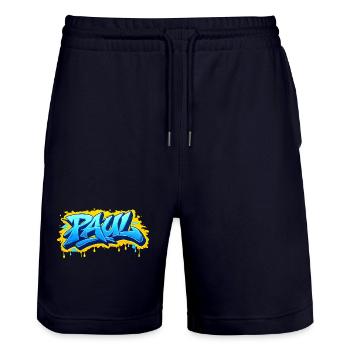 Graffiti PAUL Name Geschenk Ideal druckbar - Stanley/Stella Unisex Bio Joggingshorts Trainer  - Dark navy - Vorne - Nik (191cm) & Marisol (170cm)