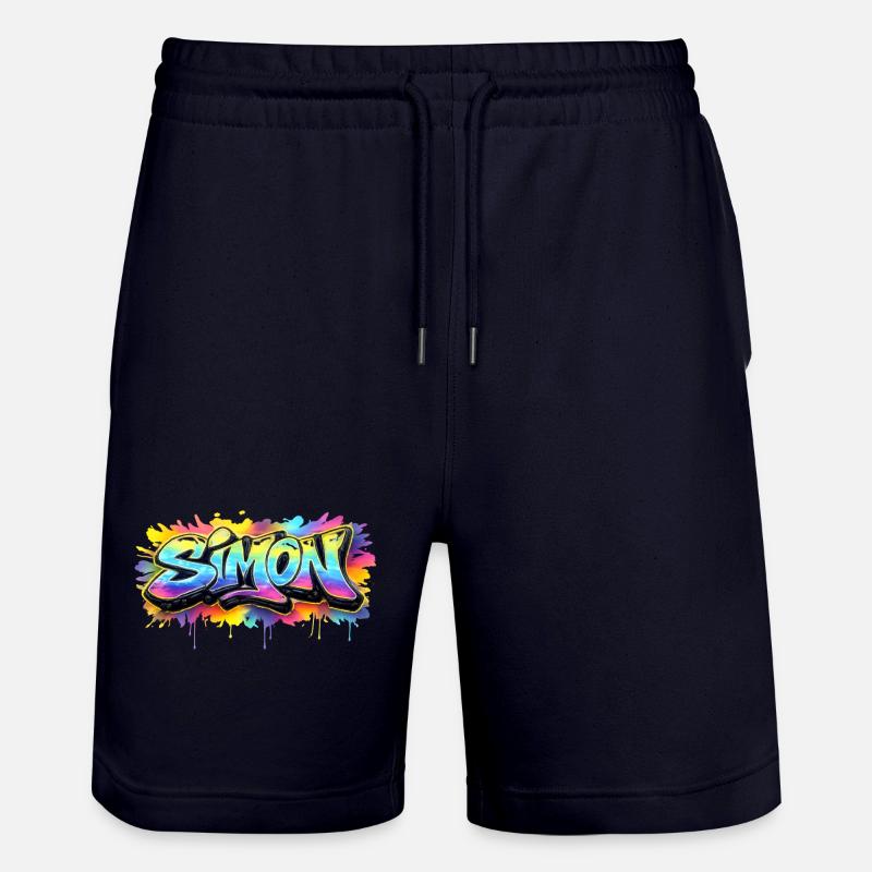 Graffiti  SIMON Prénom cadeau idéal imprimable  - Short de jogging bio TRAINER Stanley/Stella unisexe - marine foncé