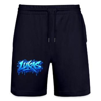 Graffiti LUKAS Name Geschenk Ideal druckbar - Stanley/Stella Unisex Bio Joggingshorts Trainer  - Dark navy - Vorne - Nik (191cm) & Marisol (170cm)