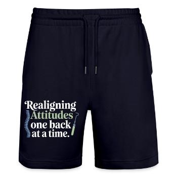 Licensed DC Clinical Spinal Alignment Expert  - Stanley/Stella Trainer Unisex Organic Jogging Shorts - dark navy - Front - Nik (191cm) & Marisol (170cm)