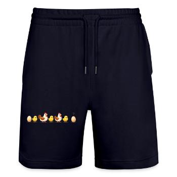 Evolution egg chick hen darwin - Stanley/Stella Trainer Unisex Organic Jogging Shorts - dark navy - Front - Nik (191cm) & Marisol (170cm)
