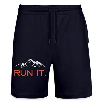 Ultra Running – Lauf es! - Stanley/Stella Unisex Bio Joggingshorts Trainer  - Dark navy - Vorne - Nik (191cm) & Marisol (170cm)