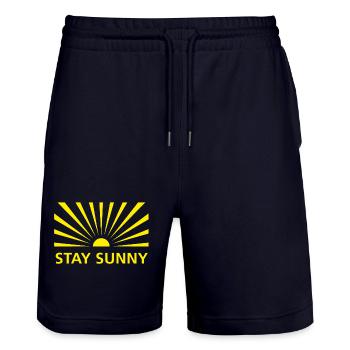 STAY SUNNY - Stanley/Stella Trainer Unisex Organic Jogging Shorts - dark navy - Front - Nik (191cm) & Marisol (170cm)
