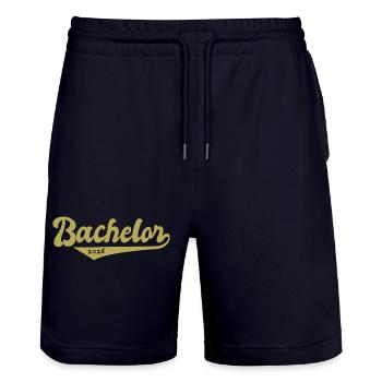 Bachelor 2026 Abschluss Promotion Sponsion - Stanley/Stella Unisex Bio Joggingshorts Trainer  - Dark navy - Vorne - Nik (191cm) & Marisol (170cm)