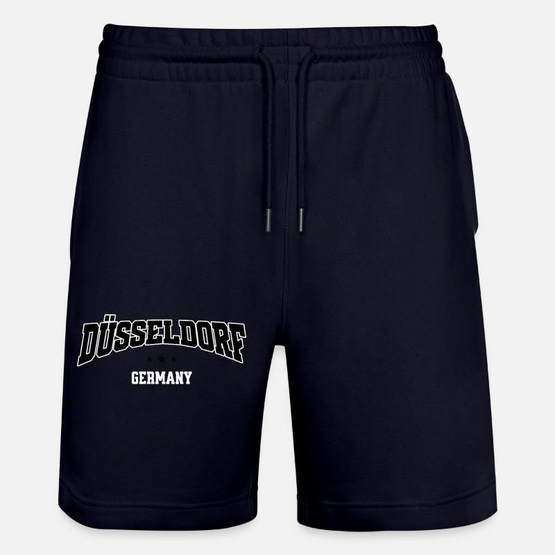 Düsseldorf, Germany Varsity font - Stanley/Stella Trainer Unisex Organic Jogging Shorts - dark navy