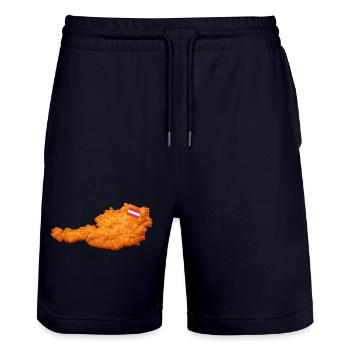 Schnitzel Austria Form Food - Stanley/Stella Trainer Unisex Organic Jogging Shorts - dark navy - Front - Nik (191cm) & Marisol (170cm)