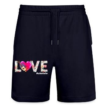 Ukulélé hawaïen Ukulélé Love - Short de jogging bio TRAINER Stanley/Stella unisexe - marine foncé - Devant - Nik (191cm) & Marisol (170cm)