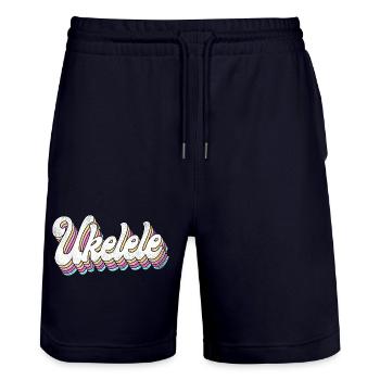 Hawaiian Ukulele Uke Retro Vintage - Stanley/Stella Trainer Unisex Organic Jogging Shorts - dark navy - Front - Nik (191cm) & Marisol (170cm)