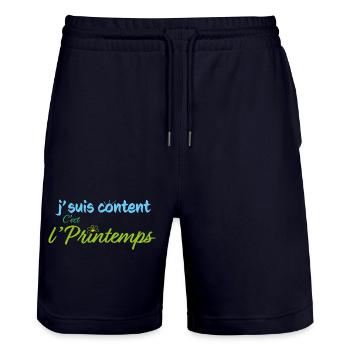 It's spring - Stanley/Stella Trainer Unisex Organic Jogging Shorts - dark navy - Front - Nik (191cm) & Marisol (170cm)