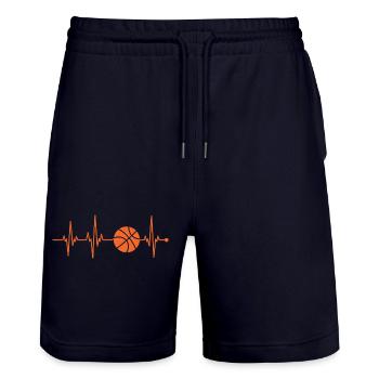 Beat Line Basketball Pulse - Stanley/Stella Trainer Unisex Organic Jogging Shorts - dark navy - Front - Nik (191cm) & Marisol (170cm)