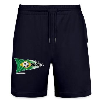 Drapeau du Brésil Football 2026 - Short de jogging bio TRAINER Stanley/Stella unisexe - marine foncé - Devant - Nik (191cm) & Marisol (170cm)