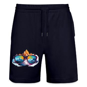 Bergpanorama in Sonnenbrille - Stanley/Stella Unisex Bio Joggingshorts Trainer  - Dark navy - Vorne - Nik (191cm) & Marisol (170cm)