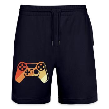 Vintage Gamepad - Stanley/Stella Trainer Unisex Organic Jogging Shorts - dark navy - Front - Nik (191cm) & Marisol (170cm)