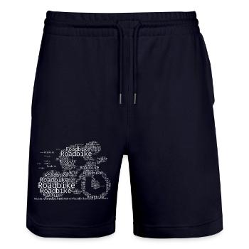 Klare Roadbike Botschaft - Stanley/Stella Unisex Bio Joggingshorts Trainer  - Dark navy - Vorne - Nik (191cm) & Marisol (170cm)