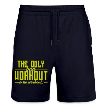 The Only Bad Workout Is No Workout - Stanley/Stella Trainer Unisex Organic Jogging Shorts - dark navy - Front - Nik (191cm) & Marisol (170cm)