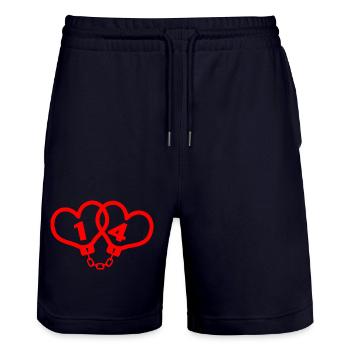 Colliers en forme de cœur - Menottes 14 Saint-Valentin - Short de jogging bio TRAINER Stanley/Stella unisexe - marine foncé - Devant - Nik (191cm) & Marisol (170cm)