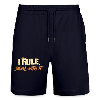I_rule_2 - Stanley/Stella Unisex Bio Joggingshorts Trainer  - Dark navy - Vorne - Nik (191cm) & Marisol (170cm)