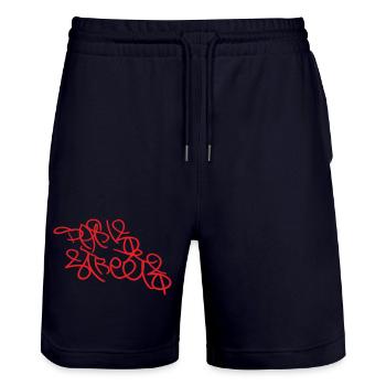 Paris Streets Street Art Souvenir - Stanley/Stella Trainer Unisex Organic Jogging Shorts - dark navy - Front - Nik (191cm) & Marisol (170cm)