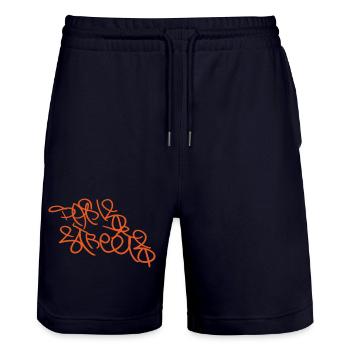 Coolest Paris T-Shirt - Stanley/Stella Trainer Unisex Organic Jogging Shorts - dark navy - Front - Nik (191cm) & Marisol (170cm)