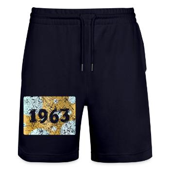 1963 - Stanley/Stella Trainer Unisex Organic Jogging Shorts - dark navy - Front - Nik (191cm) & Marisol (170cm)
