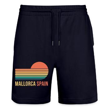 Majorca - Stanley/Stella Trainer Unisex Organic Jogging Shorts - dark navy - Front - Nik (191cm) & Marisol (170cm)