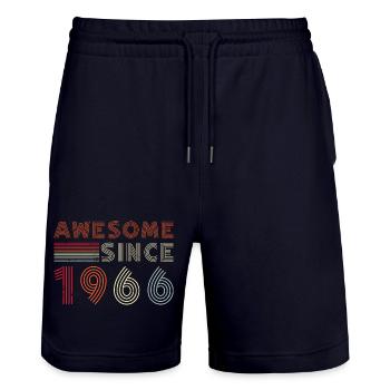 Design anniversaire de Retro Lines 1966 - Short de jogging bio TRAINER Stanley/Stella unisexe - marine foncé - Devant - Nik (191cm) & Marisol (170cm)