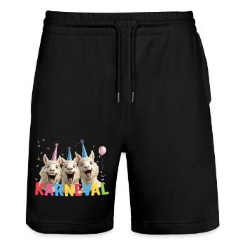 Carnival Sheep Trio - Stanley/Stella Trainer Unisex Organic Jogging Shorts - black - Front - Nik (191cm) & Marisol (170cm)
