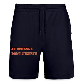 JE DÉRANGE DONC J’EXISTE - Short de jogging bio TRAINER Stanley/Stella unisexe - marine foncé - Devant - Nik (191cm) & Marisol (170cm)