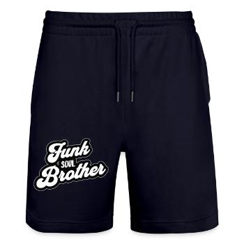 Funk Soul Brother Retro - Stanley/Stella Trainer Unisex Organic Jogging Shorts - dark navy - Front - Nik (191cm) & Marisol (170cm)