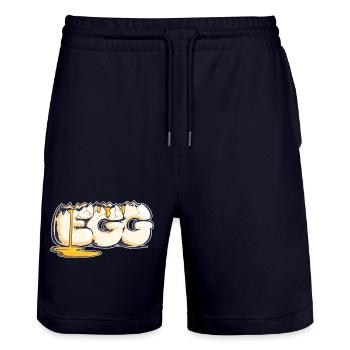 Egg, Drawn Word (2) - Stanley/Stella Trainer Unisex Organic Jogging Shorts - dark navy - Front - Nik (191cm) & Marisol (170cm)