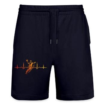 Clear handball message for men - Stanley/Stella Trainer Unisex Organic Jogging Shorts - dark navy - Front - Nik (191cm) & Marisol (170cm)