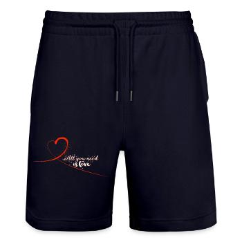 Love_Heart_Brush_Script_Illustration - Stanley/Stella Unisex Bio Joggingshorts Trainer  - Dark navy - Vorne - Nik (191cm) & Marisol (170cm)