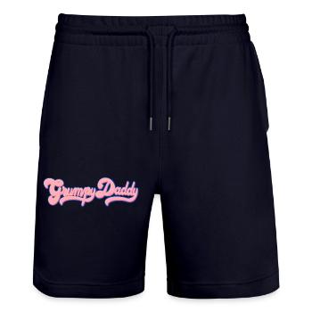 Grumpy Daddy Retro Script - Farbe "Bubble Gum" - Stanley/Stella Unisex Bio Joggingshorts Trainer  - Dark navy - Vorne - Nik (191cm) & Marisol (170cm)
