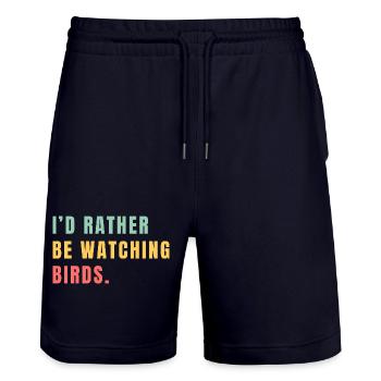 I'd rather be watching birds - Stanley/Stella Trainer Unisex Organic Jogging Shorts - dark navy - Front - Nik (191cm) & Marisol (170cm)