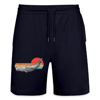 Sperm Whale Retro Sunset - Short de jogging bio TRAINER Stanley/Stella unisexe - marine foncé - Devant - Nik (191cm) & Marisol (170cm)