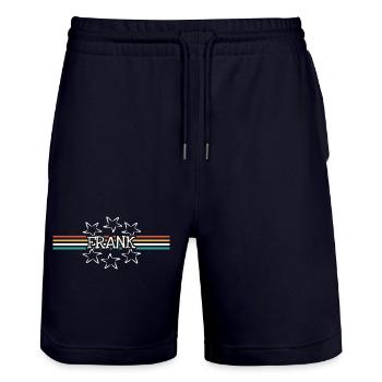 First name Frank - Stanley/Stella Trainer Unisex Organic Jogging Shorts - dark navy - Front - Nik (191cm) & Marisol (170cm)