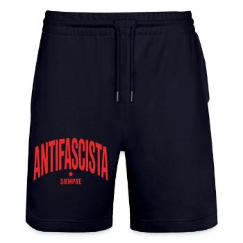 Antifascista Siempre - Antifa Tee - Stanley/Stella Unisex Bio Joggingshorts Trainer  - Dark navy - Vorne - Nik (191cm) & Marisol (170cm)