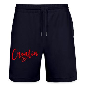 Kroatien Herz Frauenliebe Kroatien - Stanley/Stella Unisex Bio Joggingshorts Trainer  - Dark navy - Vorne - Nik (191cm) & Marisol (170cm)