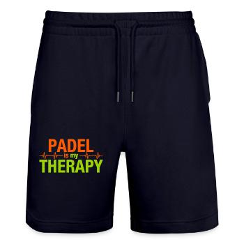 Padel is my therapy Herzschlag Sport Statement - Stanley/Stella Unisex Bio Joggingshorts Trainer  - Dark navy - Vorne - Nik (191cm) & Marisol (170cm)