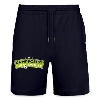 Fighting spirit - The will to win - Football - Stanley/Stella Trainer Unisex Organic Jogging Shorts - dark navy - Front - Nik (191cm) & Marisol (170cm)