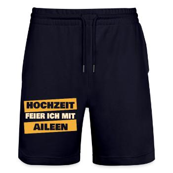 Geschenk für Aileen - Stanley/Stella Unisex Bio Joggingshorts Trainer  - Dark navy - Vorne - Nik (191cm) & Marisol (170cm)