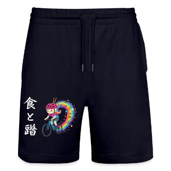 Rainbow Ride: Foodie-Trailradfahrer - Stanley/Stella Unisex Bio Joggingshorts Trainer  - Dark navy - Vorne - Nik (191cm) & Marisol (170cm)