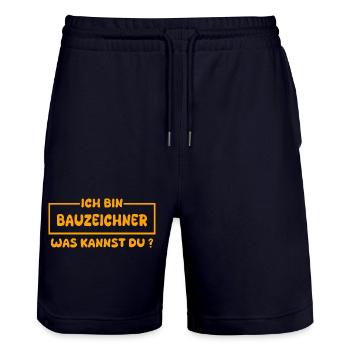 Gift for draftsman - Stanley/Stella Trainer Unisex Organic Jogging Shorts - dark navy - Front - Nik (191cm) & Marisol (170cm)